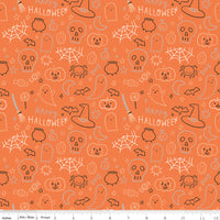 Frank and Friends Halloween Icons Orange Yardage by My Mind's Eye for Riley Blake Designs | C17476-ORANGE
