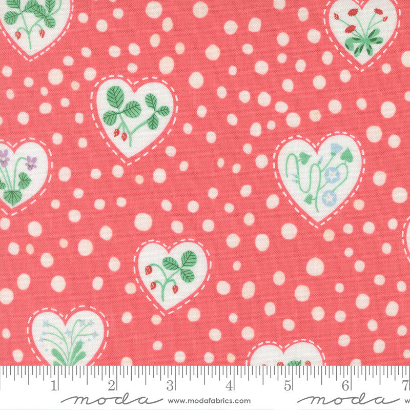 PRESALE Funny Valentine Flower Heart Coral Yardage by Lizzy House for Moda Fabrics | 37144 14
