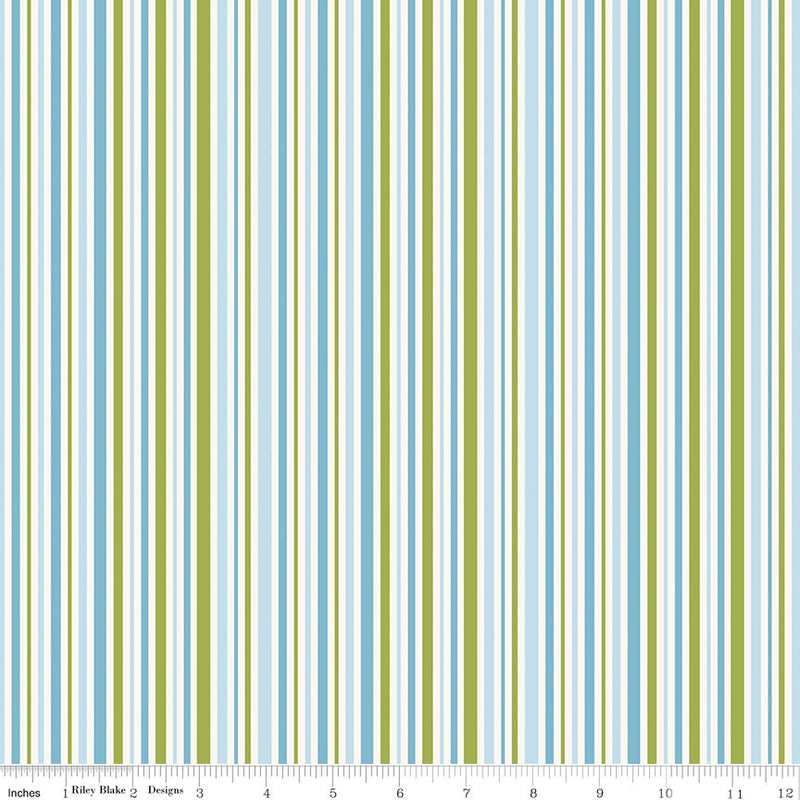 Little Darlin' Stripes Blue Yardage by the RBD Designers for Riley Blake Designs | C16976-BLUE