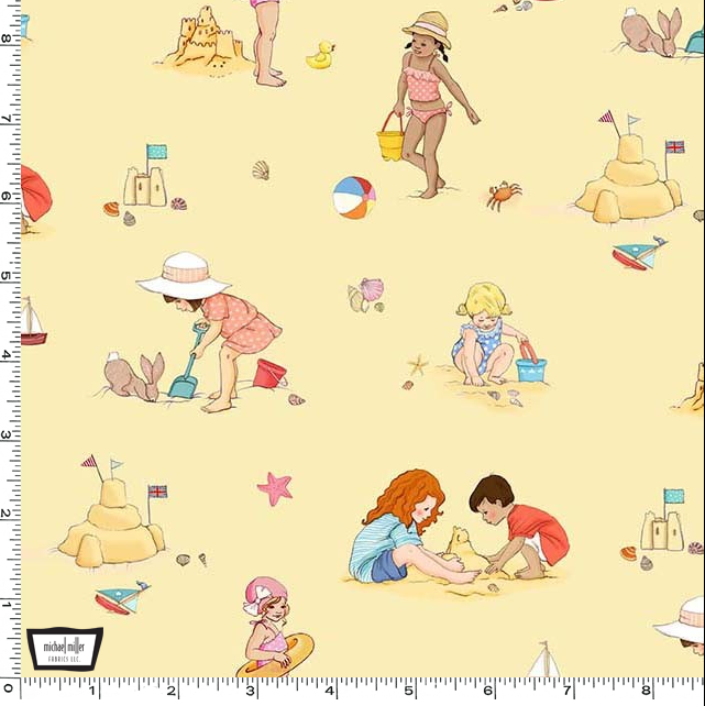 Sunshine and Sandcastles Yellow Seaside Play Yardage by Belle and Boo for Michael Miller Fabrics |Dc11083-YELL-D