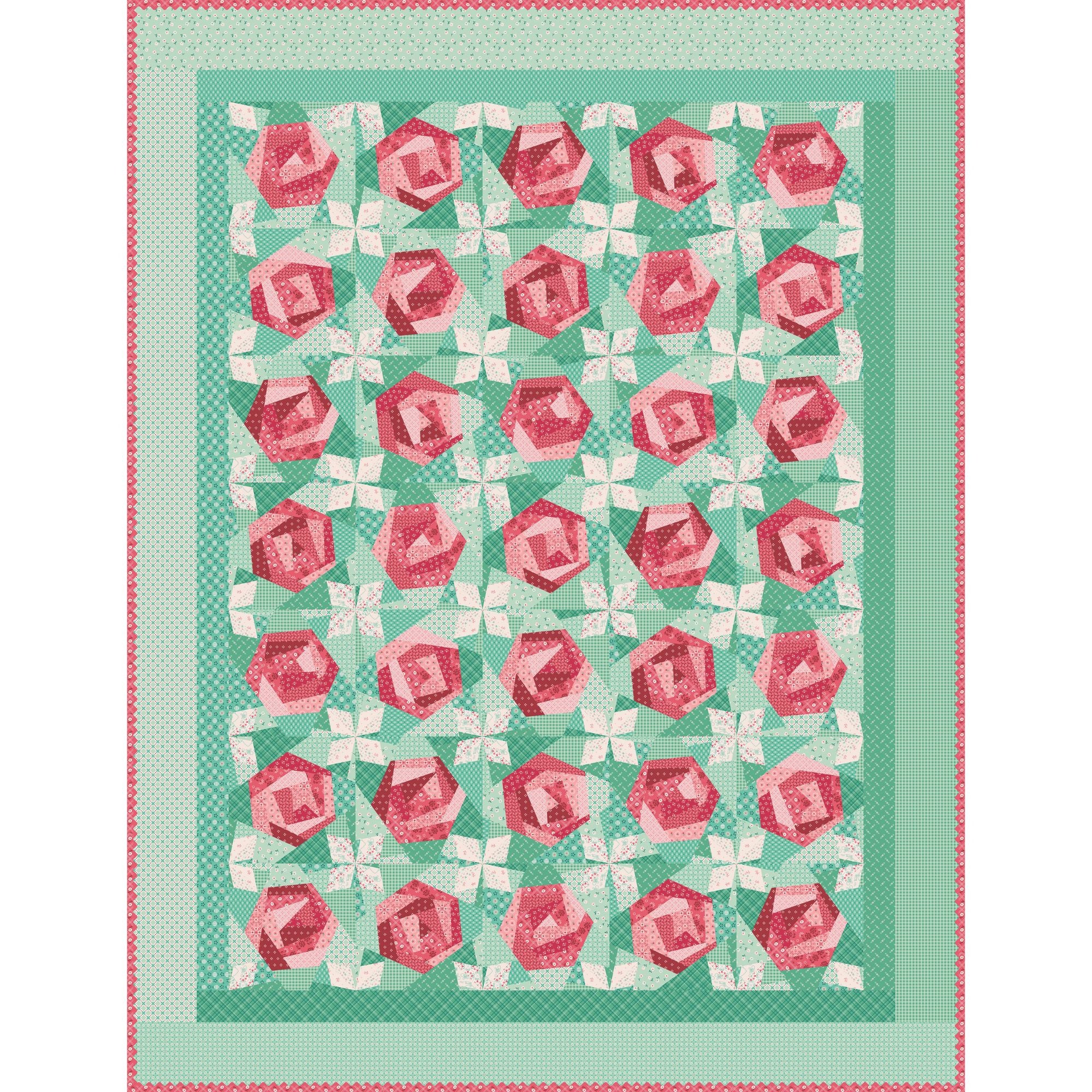 PRESALE 10" Paper Roses Quilt Block Foundation Paper by Lori Holt of Bee in My Bonnet for It's Sew Emma | P051-ISE-7021