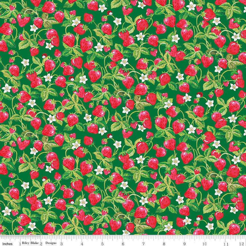 PRESALE The World of Strawberry Shortcake Strawberries Green Yardage for Riley Blake Designs | C18564-GREEN