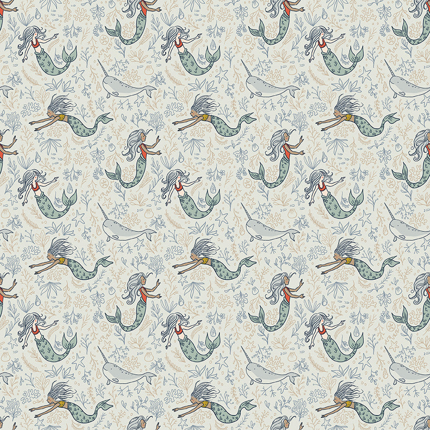 PRESALE Story Land Mermaids Mist Yardage by Sarah Jane for Riley Blake Designs | C18302-MIST