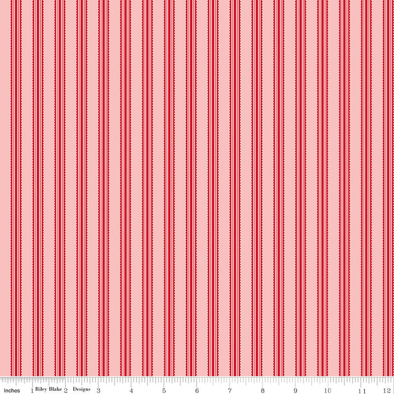 Letters to Cupid Stripes Pink Yardage by My Mind's Eye for Riley Blake Designs | C16985-PINK