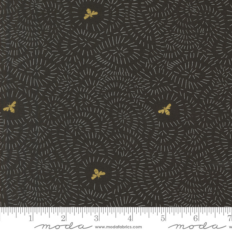 PRESALE Bee Garden Twists and Turns Metallic Black by Gingiber for Moda Fabrics | 48415 21M