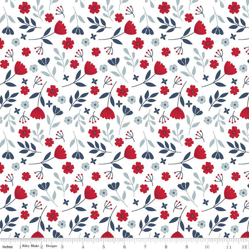 American Beauty White Floral Yardage by Dani Mogstad for Riley Blake Designs |C14441 WHITE