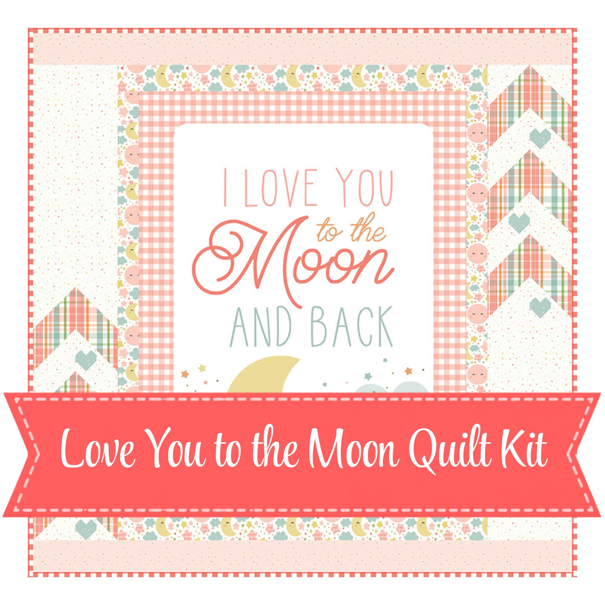 PRESALE Love You to the Moon Coral Panel Flannel Quilt Kit by Echo Park Paper Co. for Riley Blake Designs | KT-18271