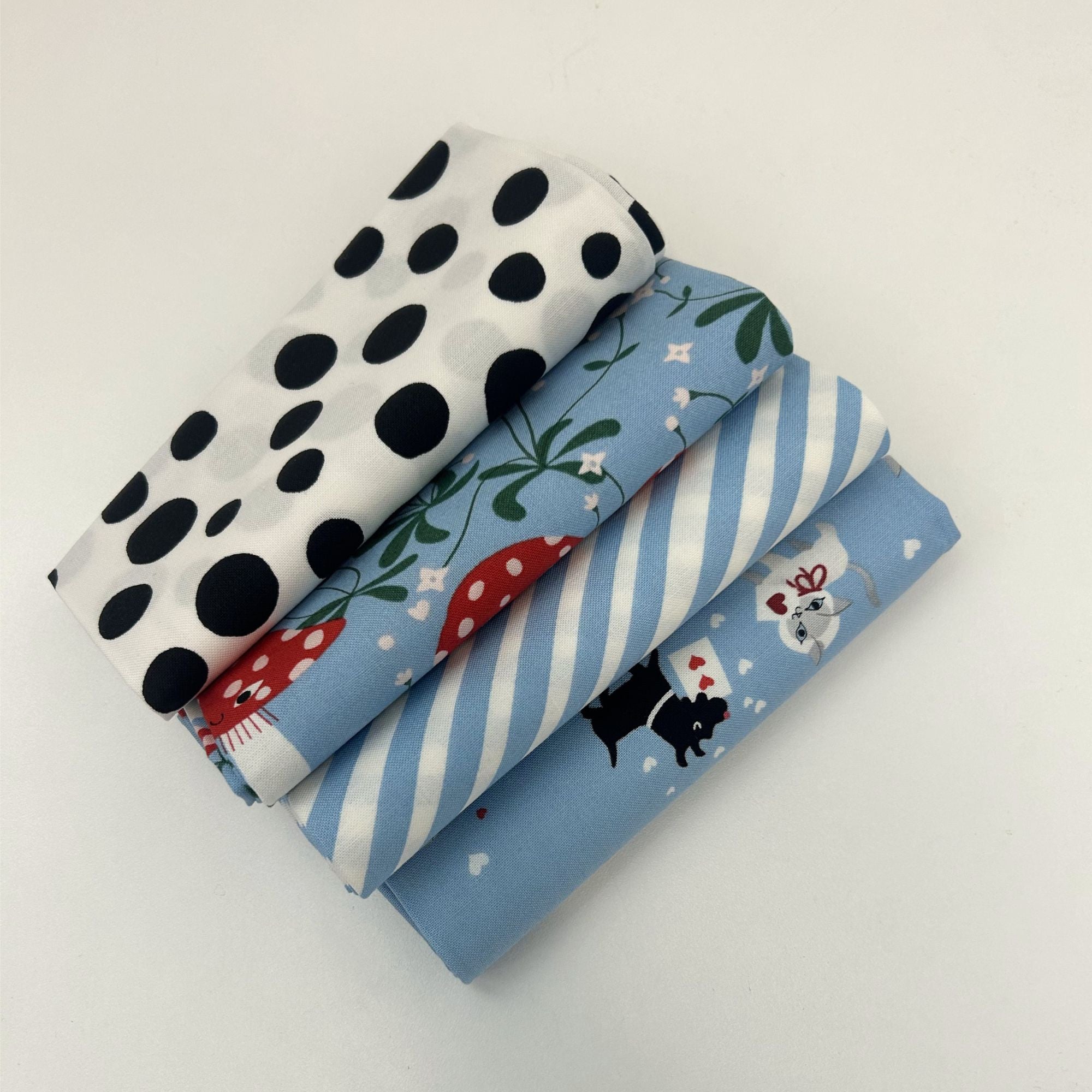 Funny Valentine Custom Fat Quarter Bundle Blue by Lizzy House for Moda Fabrics | 4 FQs | Curated Bundle