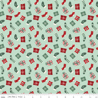 Evergreen Wishes Stockings & Gifts Mint Yardage by Traci Reed for Riley Blake Designs | C17812-MINT