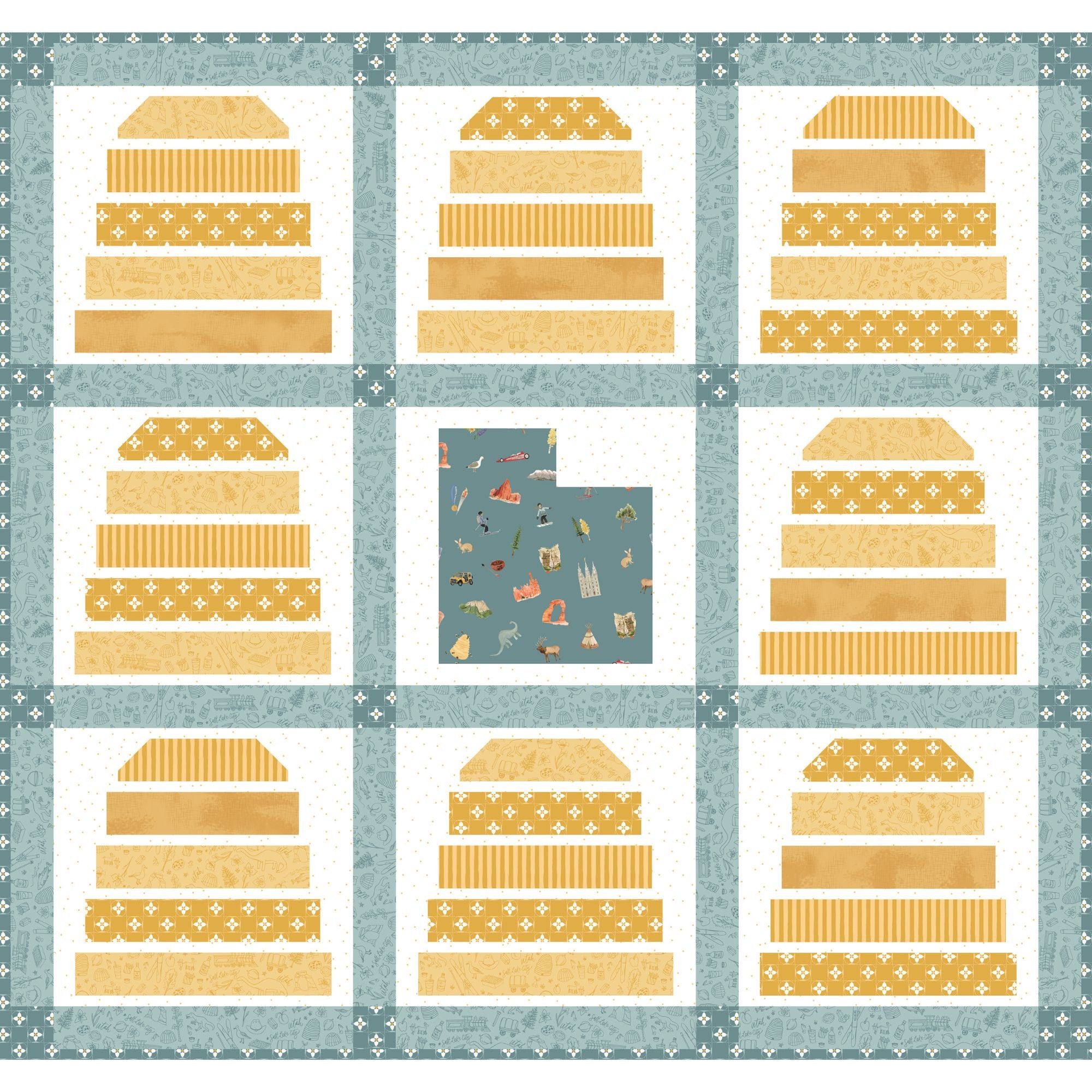 PRESALE The Beehive State Custom Quilt Kit with Utah by Kelsey Carlson for Riley Blake Designs | Quilt Size 47 1/2" x 50 1/2"