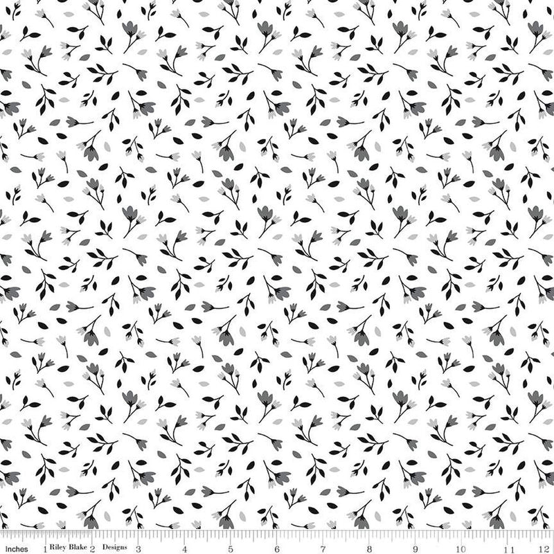 Black Tie Off White Blossoms Yardage by Dani Mogstad for Riley Blake Designs |C13753 OFFWHITE