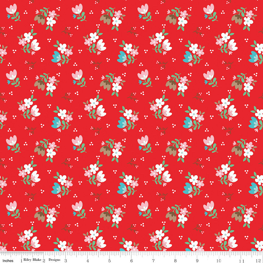 Whimsical Woodland Floral Red Yardage by Tasha Noel for Riley Blake Designs | C17642-RED