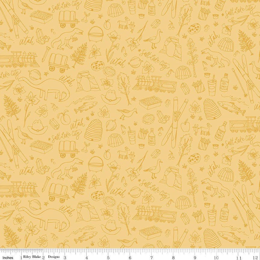 PRESALE Utah Tonal Yellow Yardage by Kelsey Carlson for Riley Blake Designs | C17022-YELLOW