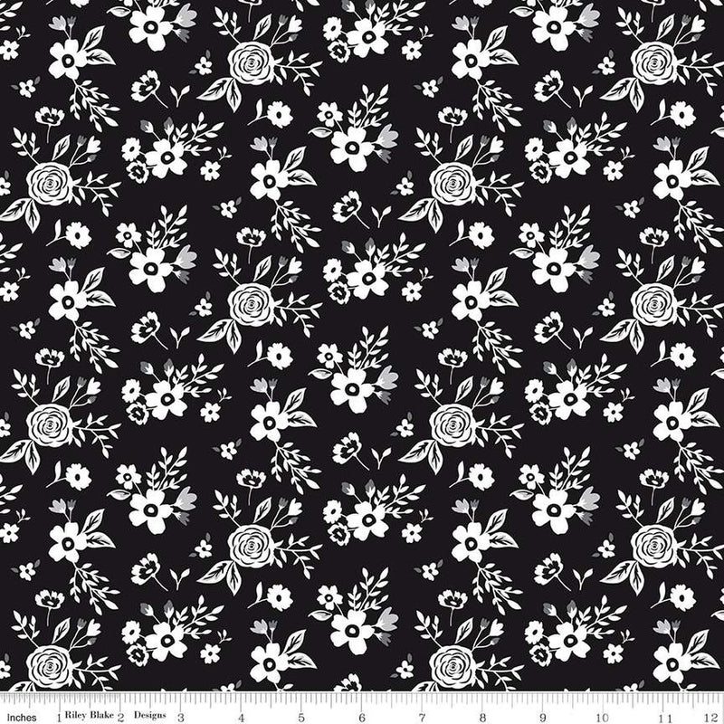 Black Tie Black Floral Yardage by Dani Mogstad for Riley Blake Designs |C13751 BLACK