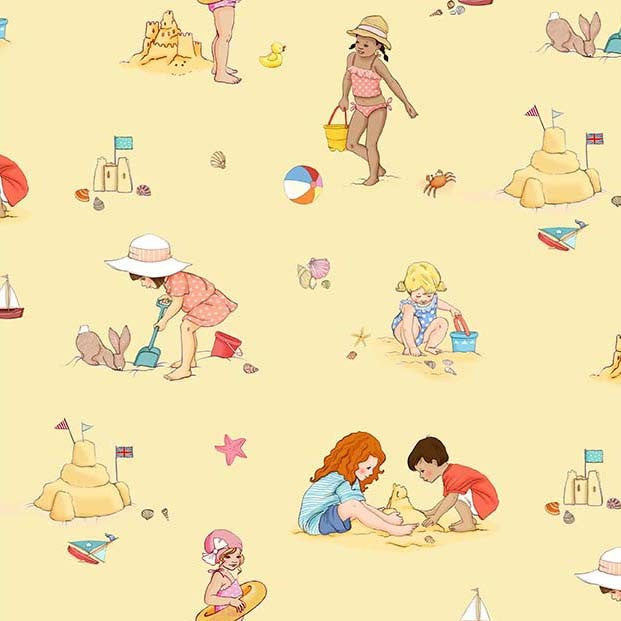 Sunshine and Sandcastles Yellow Seaside Play Yardage by Belle and Boo for Michael Miller Fabrics |Dc11083-YELL-D