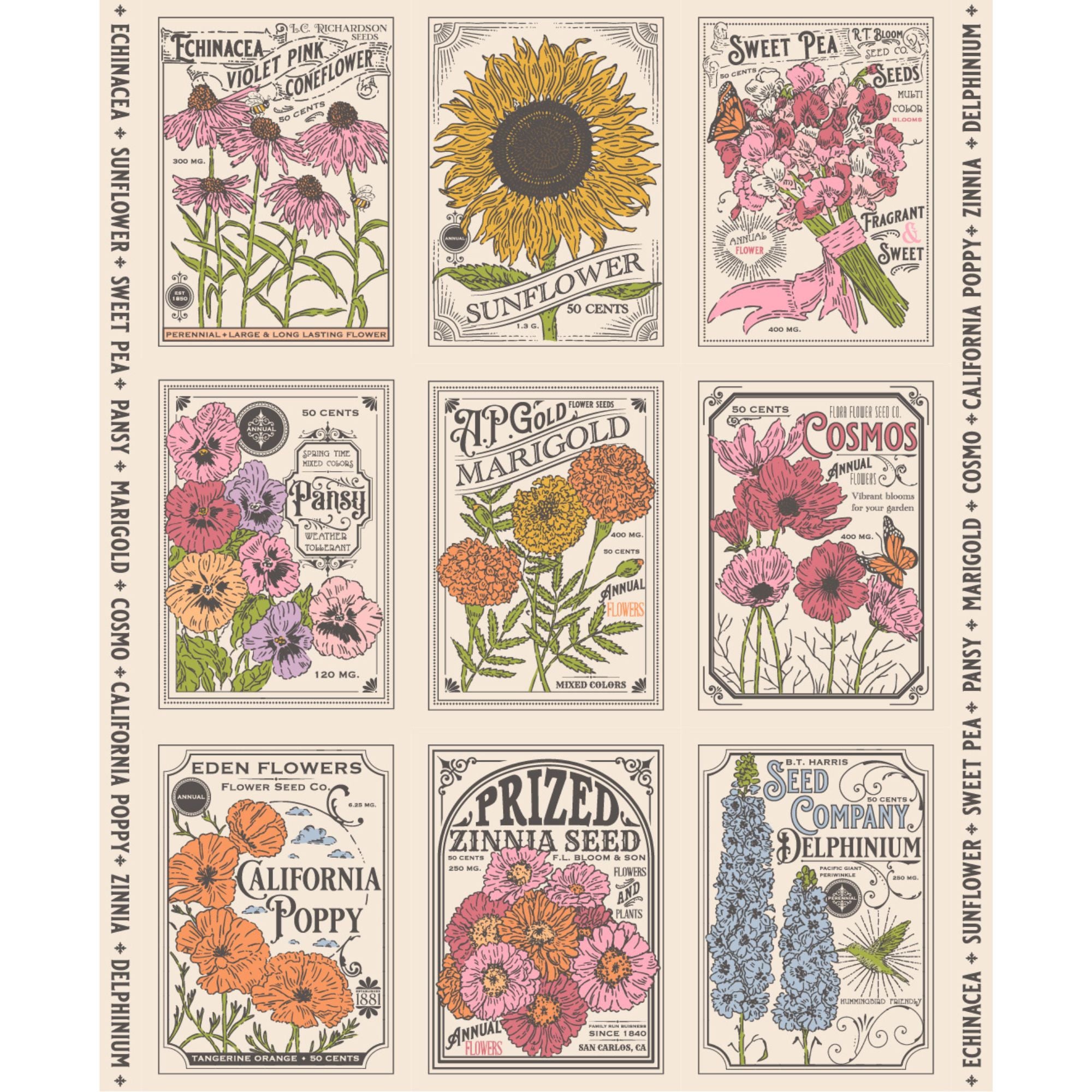 PRESALE My Secret Garden Vintage Seed Packet Panel Cloud by Stacy Iest Hsu for Moda Fabrics | 20988 11