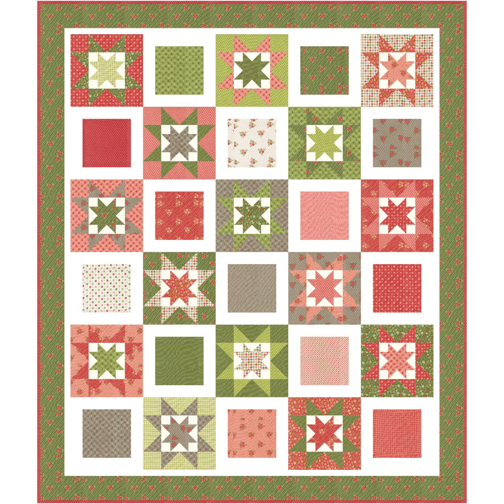 PRESALE Whimsy Stars Custom Quilt Kit With Poinsettia and Pear by Sherri & Chelsi for Moda Fabrics | Quilt Size 70 1/2” x 82 1/2”