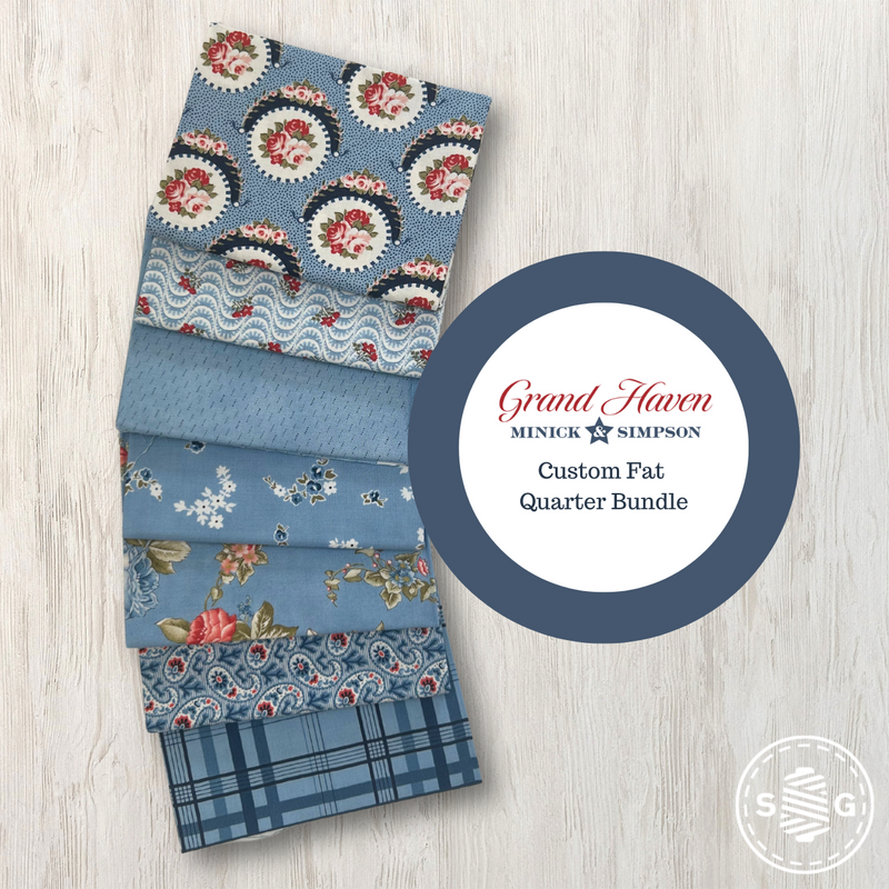 Grand Haven Custom Fat Quarter Light Blue Colorway Bundle by Minick & Simpson for Moda Fabrics | Curated Bundle 7 Fat Quarters