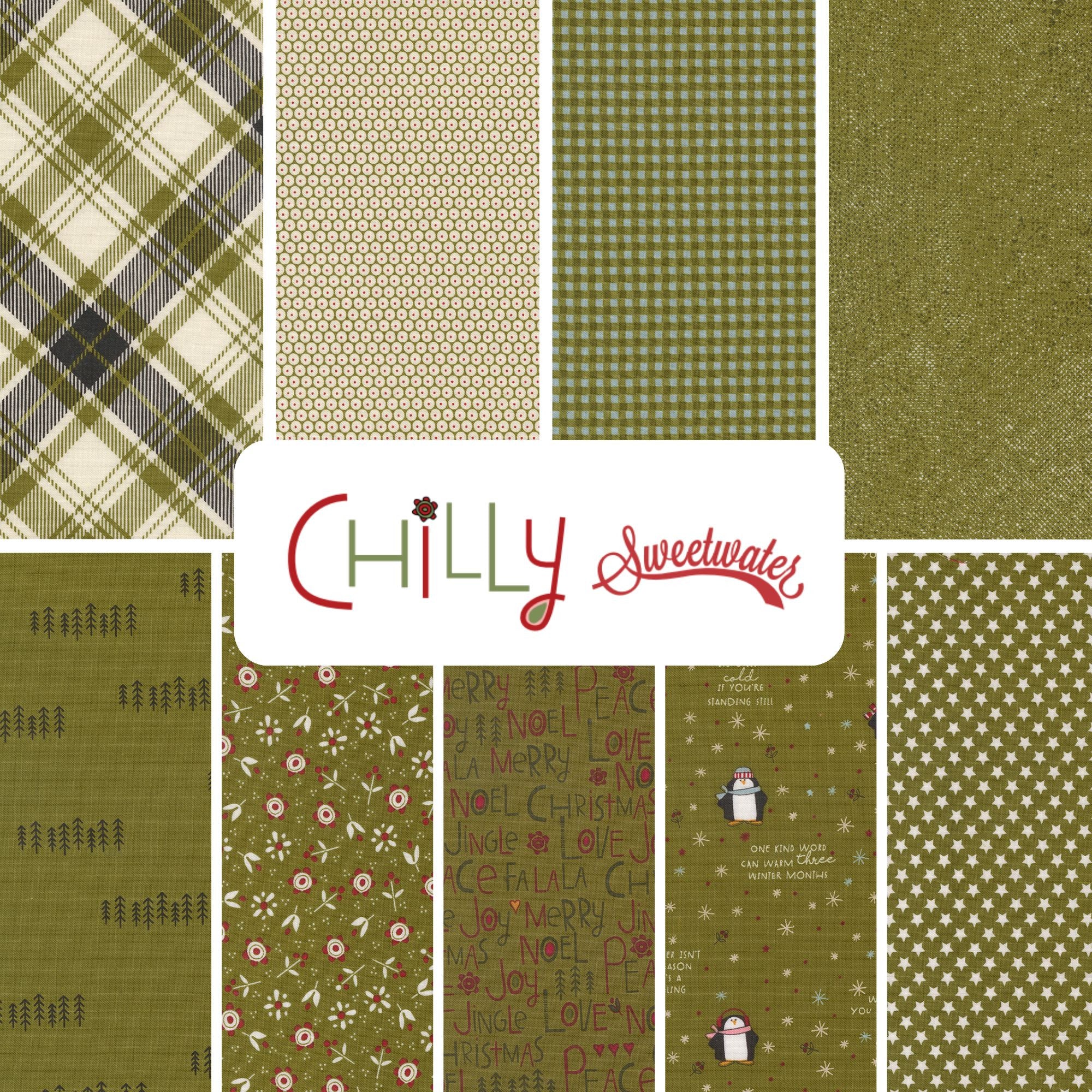 PRESALE Chilly Custom Fat Quarter Bundle Green by Sweetwater for Moda Fabrics | 9 Fat Quarters | Curated Bundle