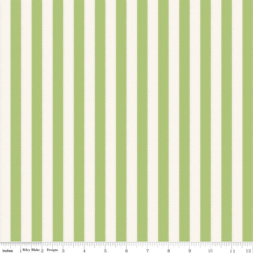 PRESALE The World of Strawberry Shortcake Stripes Green Yardage for Riley Blake Designs | C18565-GREEN