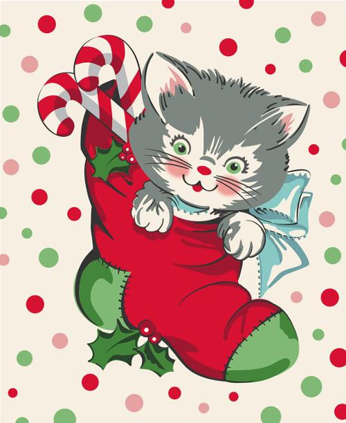 Kitty Christmas Panel Snow by Urban Chiks for Moda Fabrics | 31207 11 | 36" x 44" Panel