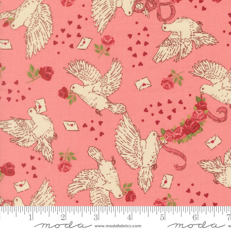 PRESALE Je T'aime Doves True Love Blossom Yardage by Stacy Iest Hsu for Moda Fabrics | 20992 13