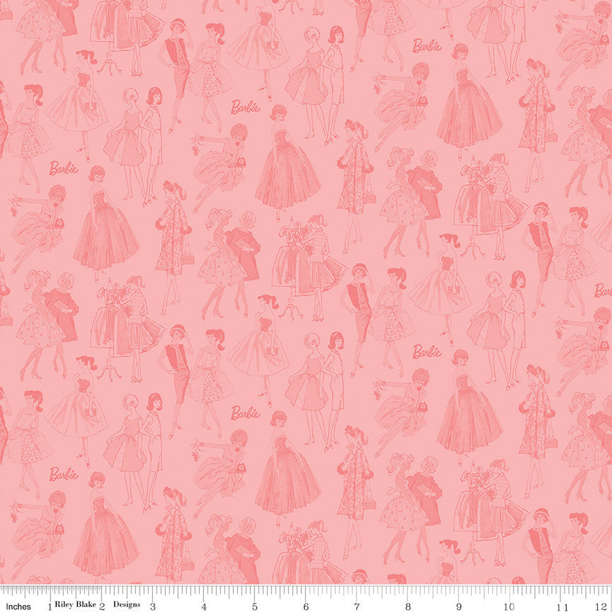Barbie Vintage Tonal Pink Yardage by Riley Blake Designs | C16892-PINK