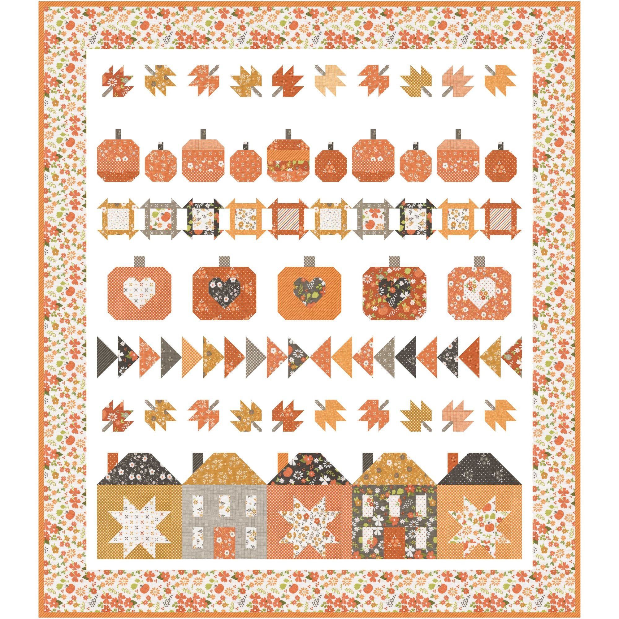 PRESALE Pumpkin Hollow Quilt Kit Boxed With Birch and Willow by Sherri & Chelsi for Moda Fabrics | Boxed Fall Quilt Kit | 37720AB