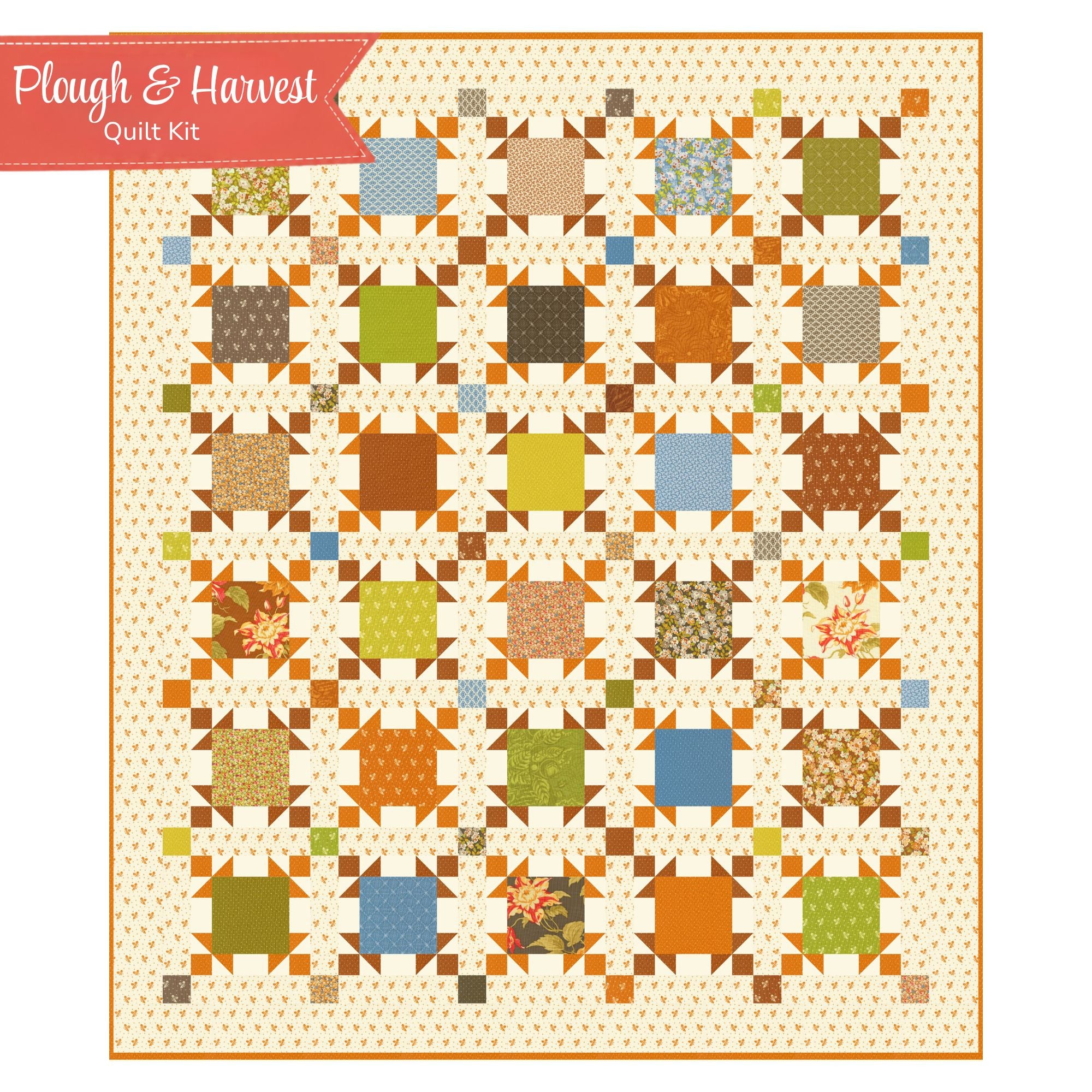 Plough and Harvest Custom Quilt Kit | Butternut and Sage by Fig Tree & Co for Moda Fabrics | Quilt Size 62” x 72 1/2”