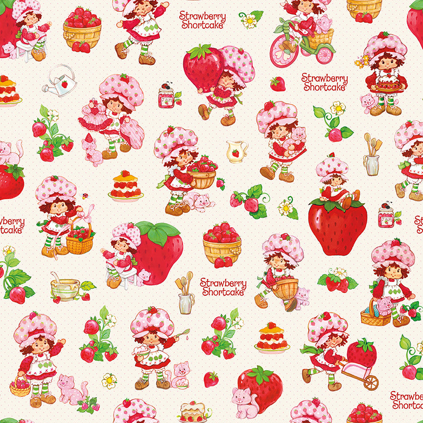 PRESALE The World of Strawberry Shortcake Main Cream Yardage for Riley Blake Designs | C18560-CREAM