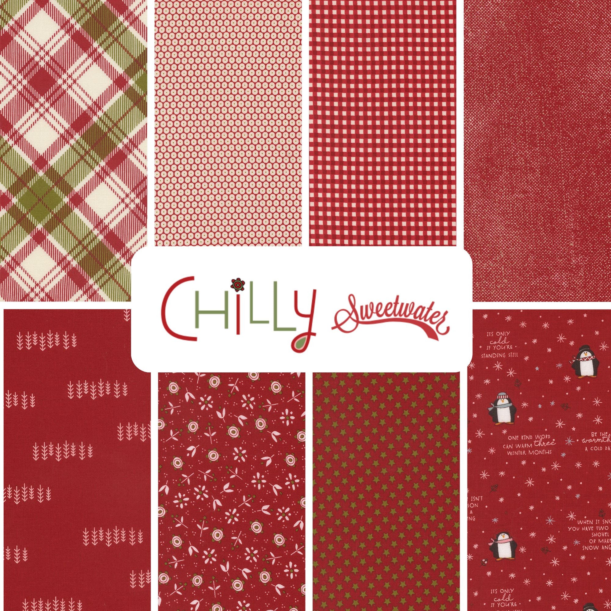 PRESALE Chilly Custom Fat Quarter Bundle Red by Sweetwater for Moda Fabrics | 8 Fat Quarters | Curated Bundle
