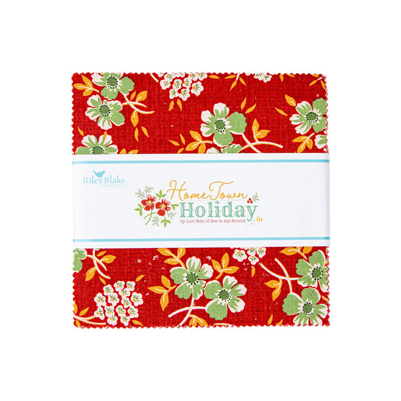 Home Town Holiday 5" Stacker Lori Holt 5" x 5" Fabric Squares Home Town Holiday Charm Pack | SKU 5-14900-42