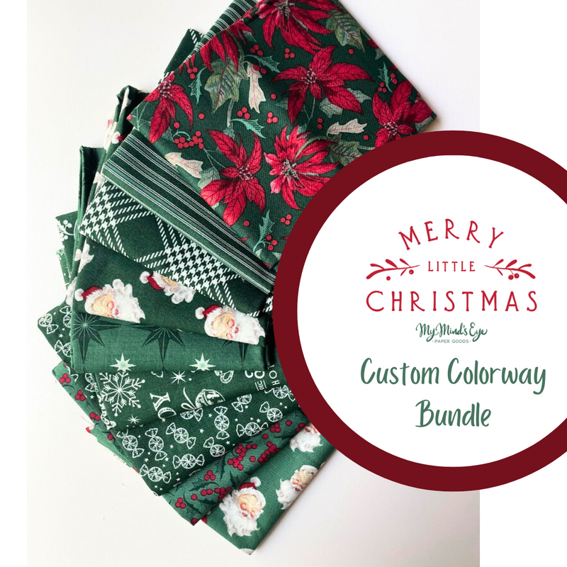 Merry Little Christmas Green Colorway Fat Quarter Bundle by My Mind's Eye for Riley Blake Designs | 8 FQs | Custom Bundle