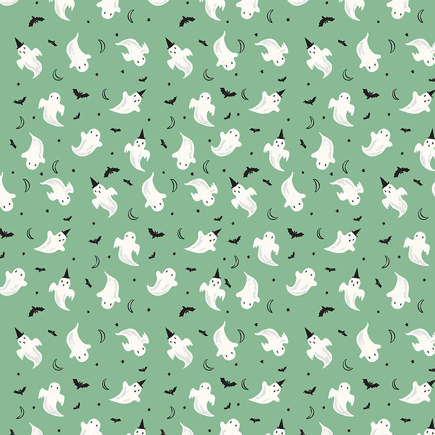 Frank and Friends Ghosts Green Yardage by My Mind's Eye for Riley Blake Designs | C17475-GREEN