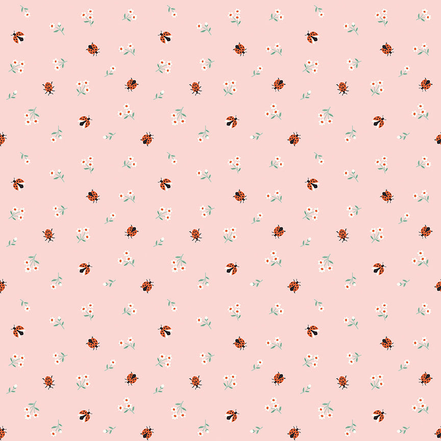 Meadow Moments Ladybugs Pink Yardage by Little Forest Atelier for Riley Blake Designs |  C17236-PINK