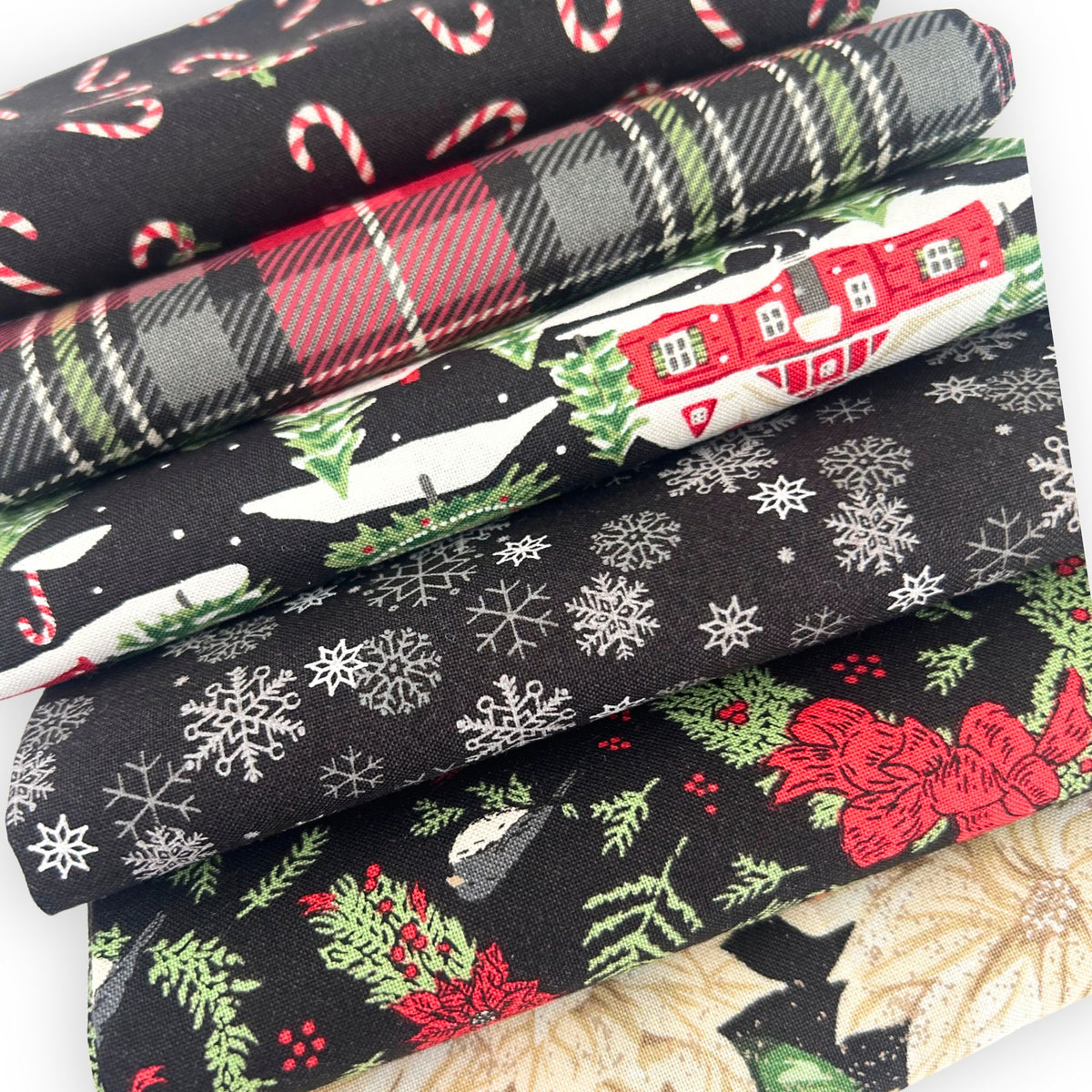 Holiday Cheer Custom Fat Quarter Bundle Midnight by Stacy Iest Hsu for Moda Fabrics | 6 FQs | Curated Bundle