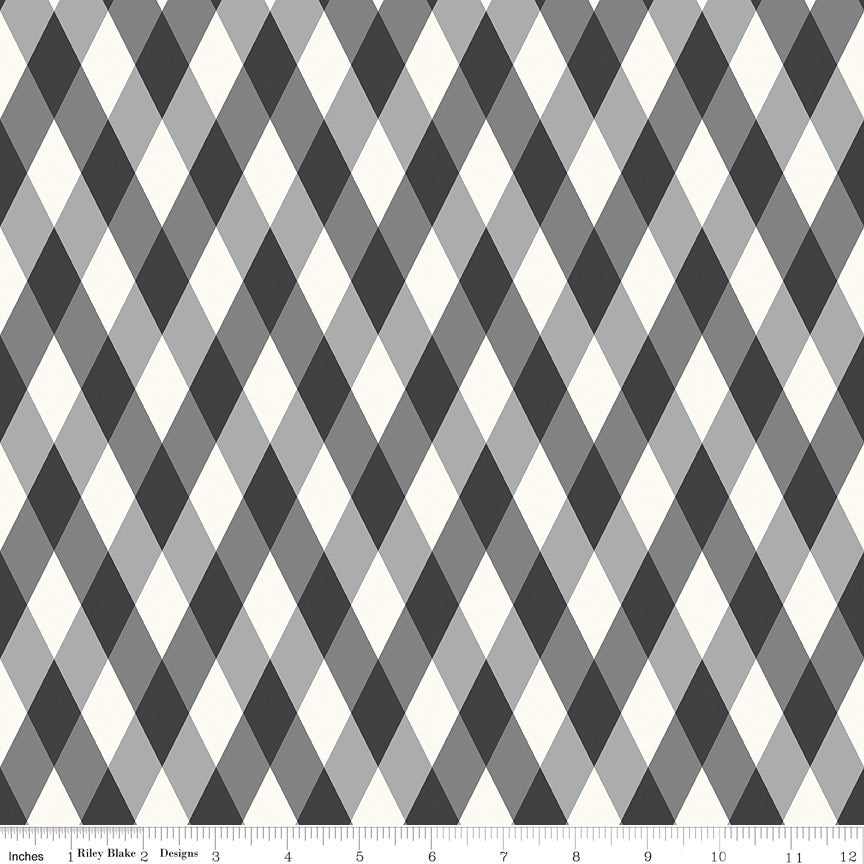 Frank and Friends Diamonds Black Yardage by My Mind's Eye for Riley Blake Designs | C17473-BLACK