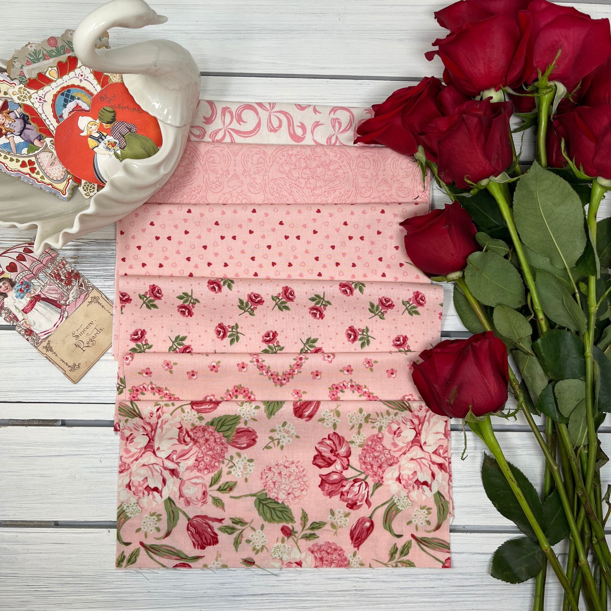 PRESALE Je T'aime Fat Quarter Bundle Blush by Stacy Iest Hsu for Moda Fabrics | 6 Fat Quarters | Curated Bundle
