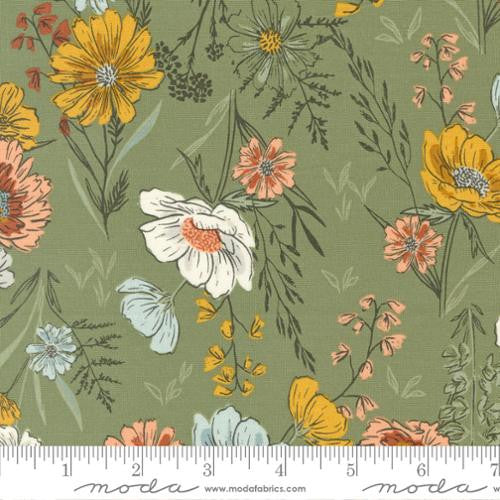 Woodland and Wildflowers Stones Moss Wildflowers Yardage by Fancy That Design House for Moda Fabrics | 45580 21
