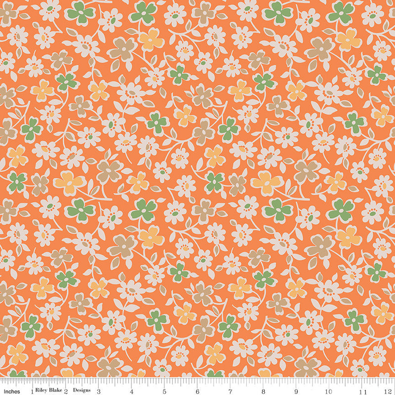 Wide Back Autumn Cosmos Pumpkin by Lori Holt of Bee in my Bonnet | 108" Wide Backing Fabric | WB14672-PUMPKIN