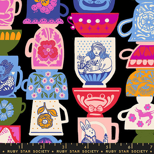 PRESALE Hello Alice Tea Party Black Yardage by Sarah Watts for Ruby Star Society | RS2122 13