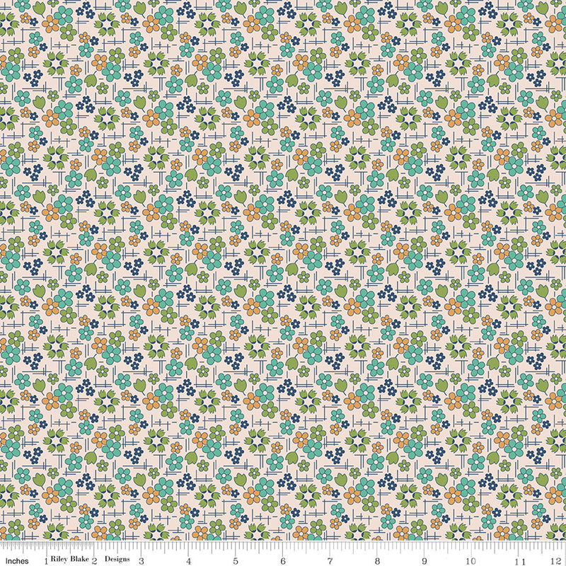 PRESALE Farmers Daughter Daisy Sea Glass Yardage by Lori Holt of Bee in My Bonnet | C17161-SEAGLASS