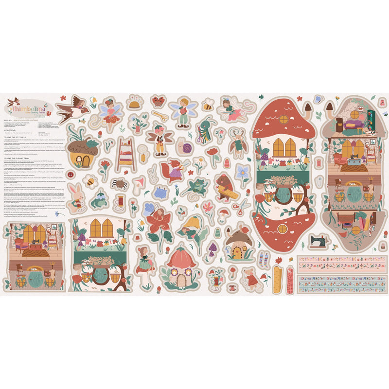 Thimbelina & the Sewing Fairies Thimbelina Felt Panel by Jennifer Long for Riley Blake Designs | Panel Size  36" x 69" | FT16868-PANEL