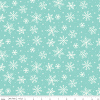 The North Pole Flannel Snowflakes Aqua by My Mind's Eye for Riley Blake Designs | F17752-AQUA