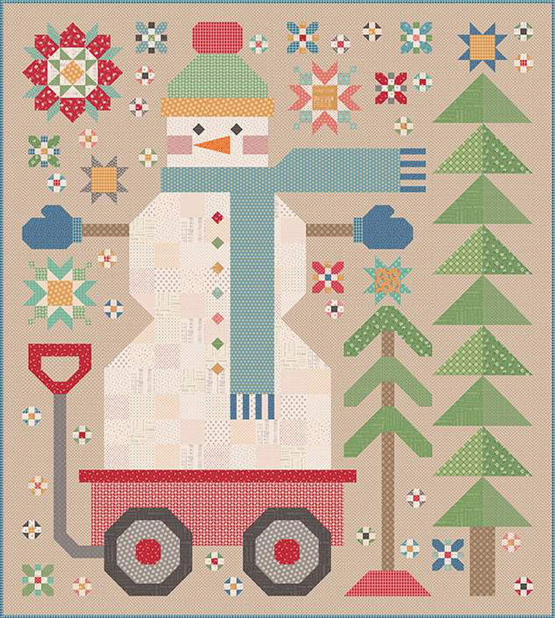 PRESALE The Quilted Snowman Custom Quilt Kit by Lori Holt for Riley Blake Designs using Home Town Holiday | 87" x 97" | All Piecing!