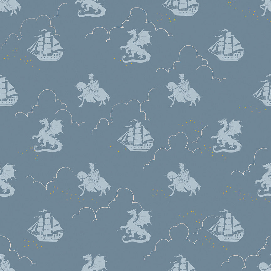 PRESALE Story Land In the Knight Blue Yardage by Sarah Jane for Riley Blake Designs | C18304-BLUE