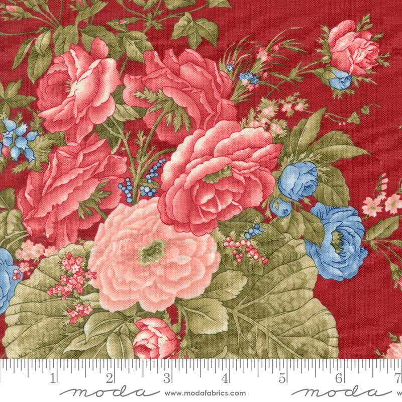 Grand Haven Cabbage Rose Crimson Yardage by Minick & Simpson for Moda Fabrics | 14980 15