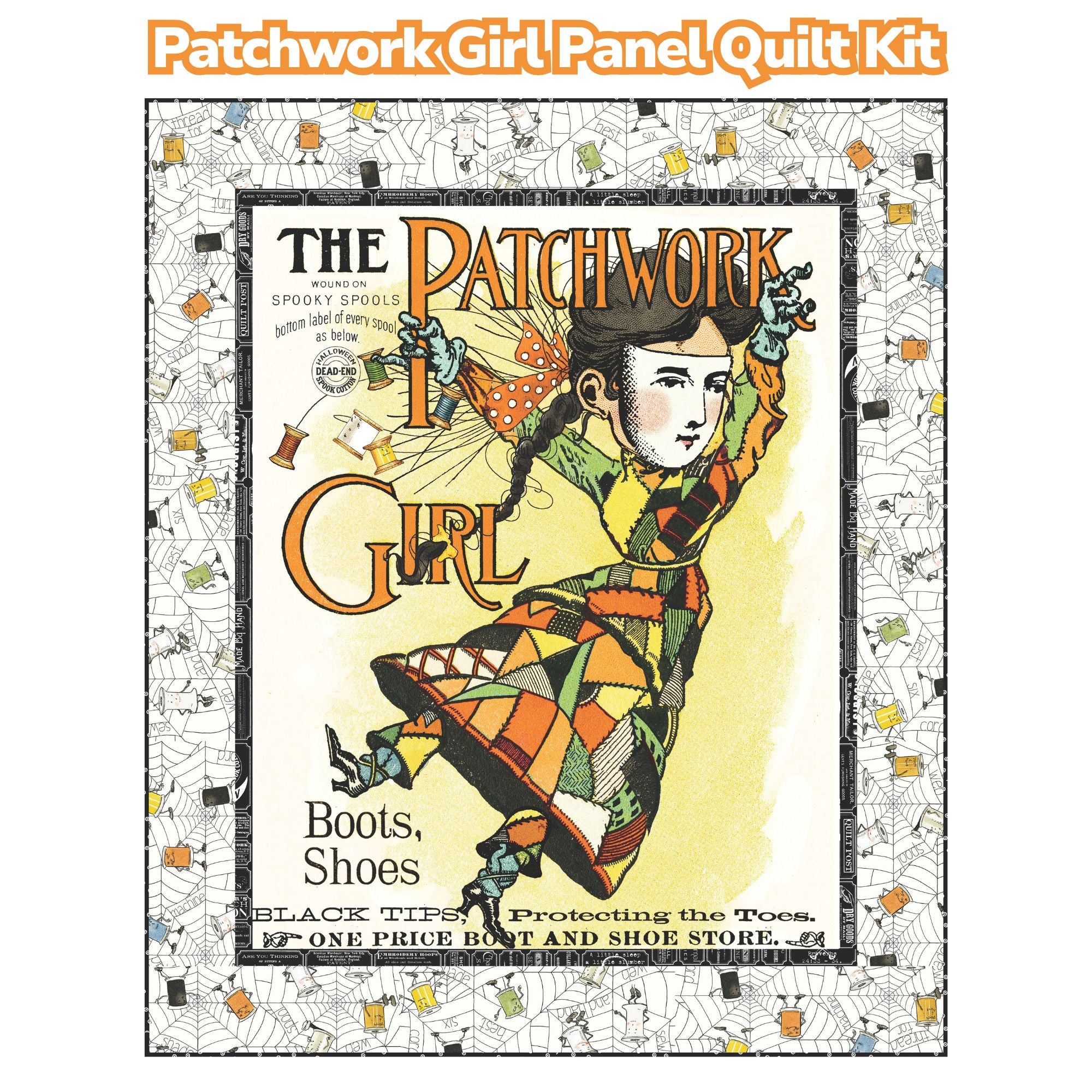 Patchwork Girl Panel Custom Quilt Kit With Scary Scraps by J. Wecker Frisch | Quilt Size 46 1/2" x 55 1/2" | FREE PATTERN