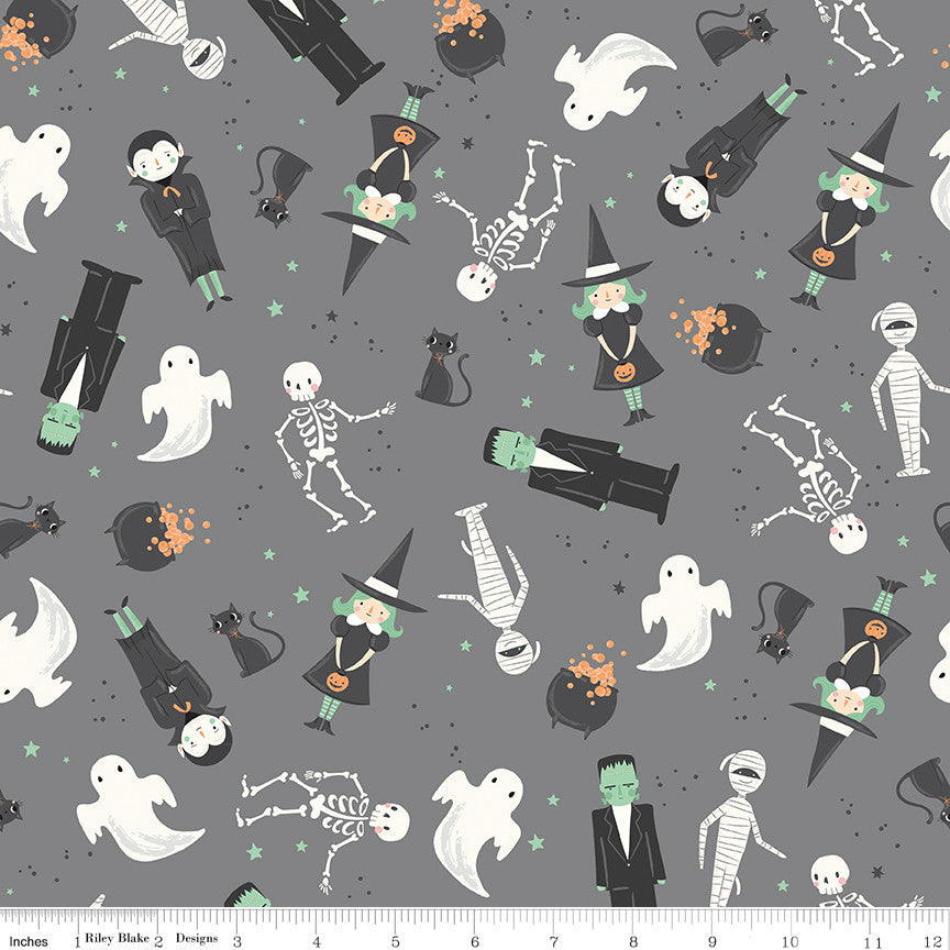 Frank and Friends Main Gray Yardage by My Mind's Eye for Riley Blake Designs | C17470-GRAY