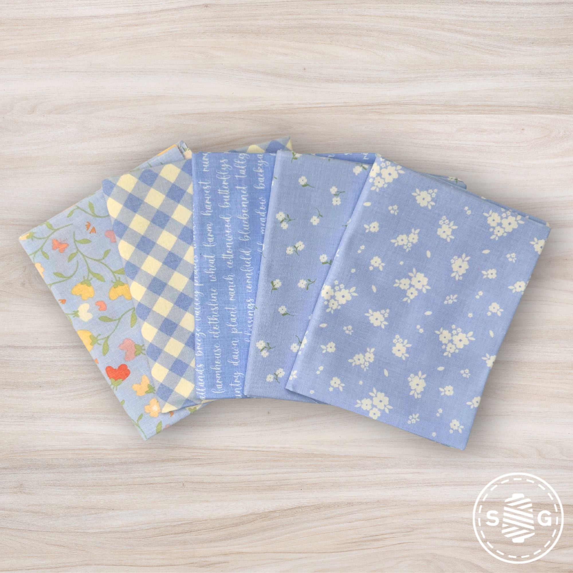Pastel Prairie Custom Fat Quarter Bundle Blue by My Sew Quilty Life for Moda Fabrics  | Curated Bundle | 5 Fat Quarters